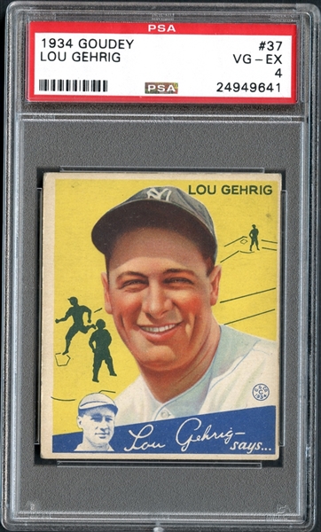 1934 Goudey #37 Lou Gehrig PSA 4 VG/EX