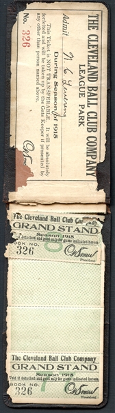 1915 Cleveland Indians Season Ticket Book Featuring Games 8 and 77 - Shoeless Joe Jacksons Return to Cleveland