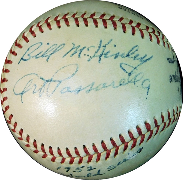 1952 World Series Umpires Multi-Signed ONL (Giles) Ball with (6) Signatures