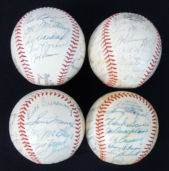 1950s PCL and MLB Stars Multi-Signed Official Ball Group of (4) with Mathews, Lemon Etc.