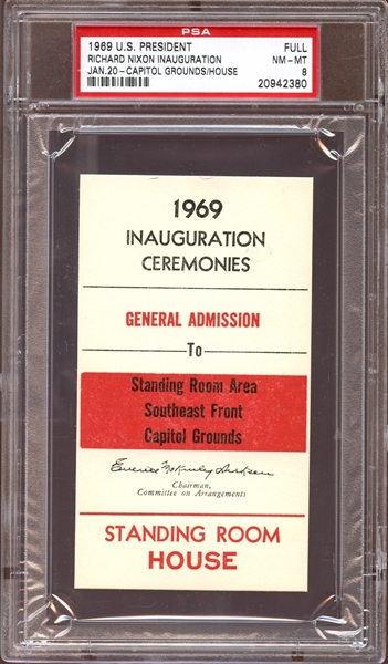 1969 Richard Nixon U.S. Presidential Inauguration Full Pass PSA AUTHENTIC