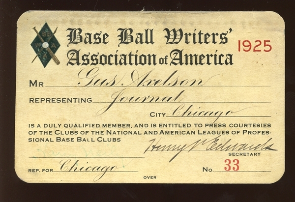 1925 BBWAA Season Pass