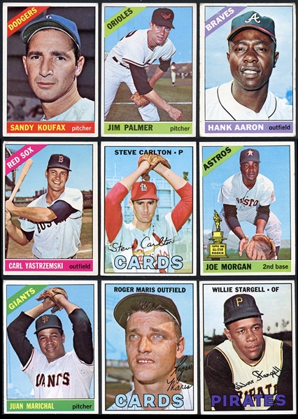 1966-1967 Topps Baseball Partial Group of Nearly 550 Different With Stars & Hall of Famers Plus 200+ Duplicates