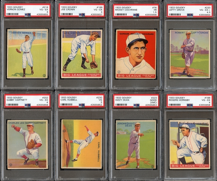 1933 Goudey Group of 67 Cards with HOFers and PSA Graded