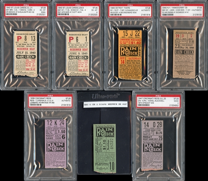 1930s-1940s  Prominent Ticket Stub Collection of (7)