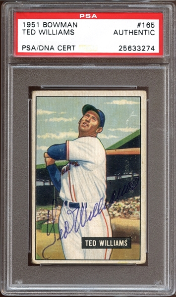 1951 Bowman #165 Ted Williams Autographed PSA/DNA AUTHENTIC