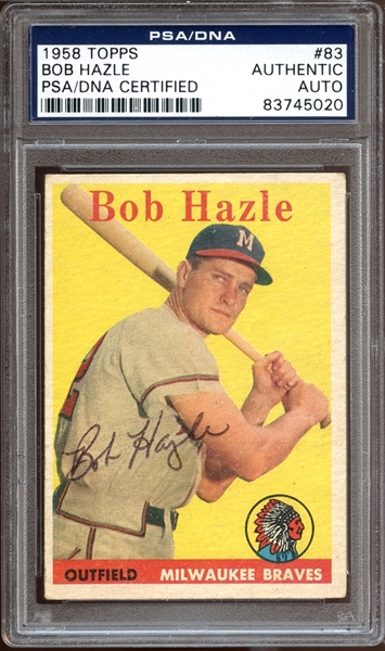 1958 Topps #83 Bob Hazle Autographed PSA/DNA AUTHENTIC