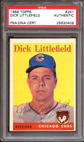 1958 Topps #241 Dick Littlefield Autographed PSA/DNA AUTHENTIC