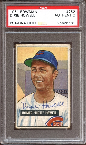 1951 Bowman #252 Dixie Howell Autographed PSA/DNA AUTHENTIC
