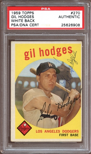 1959 Topps #270 Gil Hodges Autographed PSA/DNA AUTHENTIC