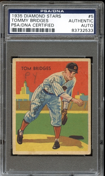 1935 Diamond Stars #5 Tommy Bridges Autographed PSA/DNA AUTHENTIC
