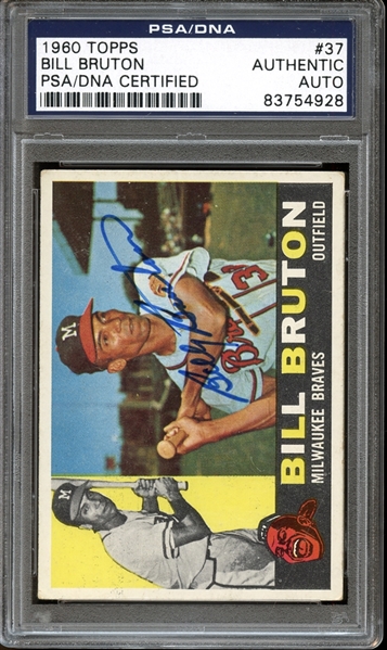 1960 Topps #37 Bill Bruton Autographed PSA/DNA AUTHENTIC
