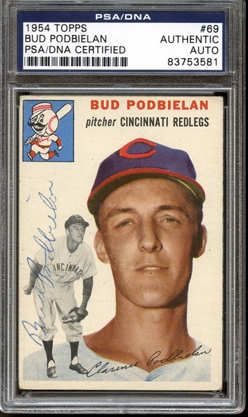 1954 Topps #69 Bud Podbielan Autographed PSA/DNA AUTHENTIC
