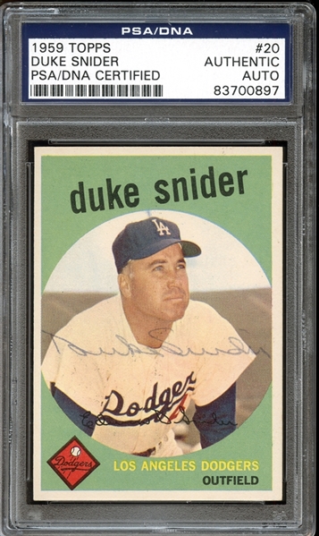 1959 Topps #20 Duke Snider Autographed PSA/DNA AUTHENTIC