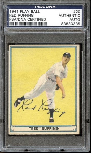 1941 Play Ball #20 Red Ruffing Autographed PSA/DNA AUTHENTIC