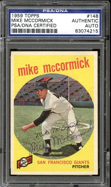 1959 Topps #148 Mike McCormick Autographed PSA/DNA AUTHENTIC
