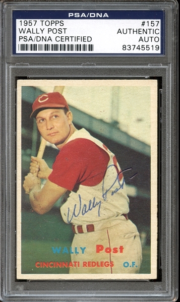 1957 Topps #157 Wally Post Autographed PSA/DNA AUTHENTIC