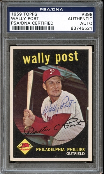 1959 Topps #398 Wally Post Autographed PSA/DNA AUTHENTIC