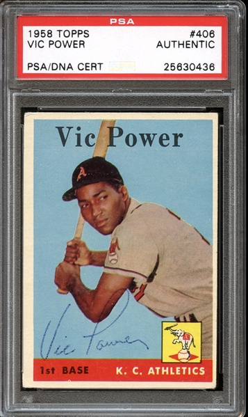 1958 Topps #406 Vic Power Autographed PSA/DNA AUTHENTIC