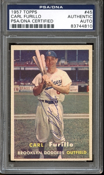 1957 Topps #45 Carl Furillo Autographed PSA/DNA AUTHENTIC