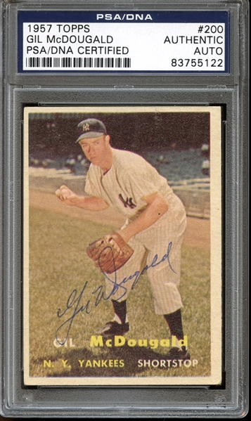 1957 Topps #200 Gil McDougald Autographed PSA/DNA AUTHENTIC