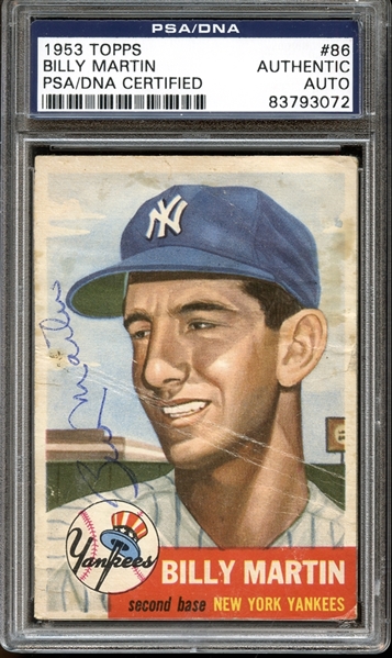 1953 Topps #86 Billy Martin Autographed PSA/DNA AUTHENTIC