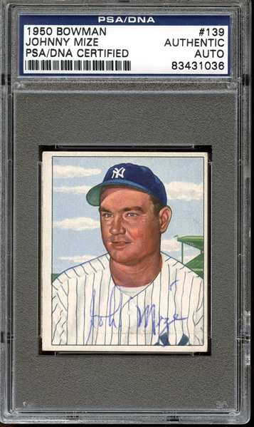 1950 Bowman #139 Johnny Mize Autographed PSA/DNA AUTHENTIC