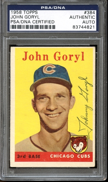 1958 Topps #384 John Goryl Autographed PSA/DNA AUTHENTIC