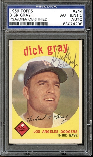 1959 Topps #244 Dick Gray Autographed PSA/DNA AUTHENTIC
