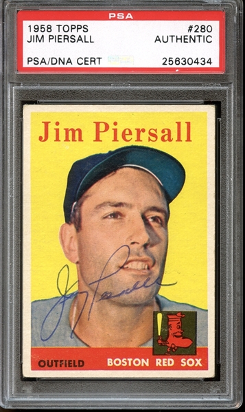 1958 Topps #280 Jim Piersall Autographed PSA/DNA AUTHENTIC