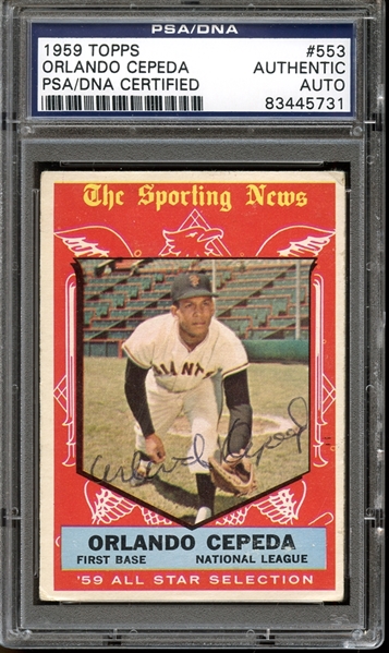 1959 Topps #553 Orlando Cepeda All Star Autographed PSA/DNA AUTHENTIC