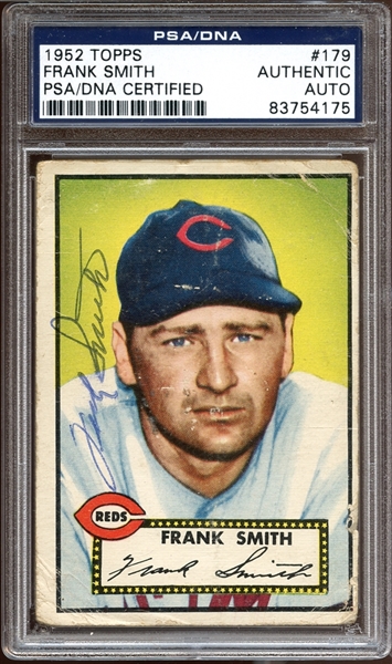 1952 Topps #179 Frank Smith Autographed PSA/DNA AUTHENTIC