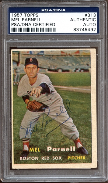 1957 Topps #313 Mel Parnell Autographed PSA/DNA AUTHENTIC