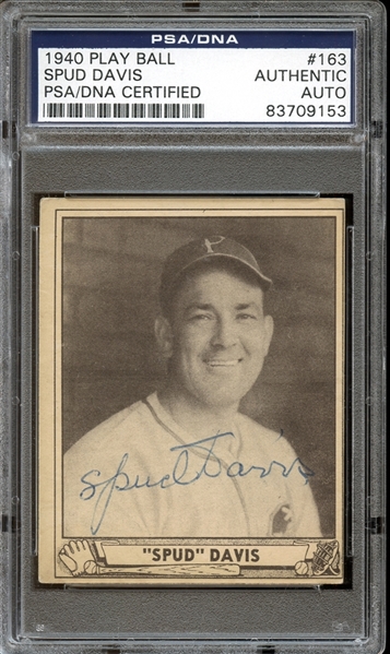 1940 Play Ball #163 Spud Davis Autographed PSA/DNA AUTHENTIC