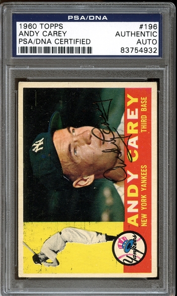 1960 Topps #196 Andy Carey Autographed PSA/DNA AUTHENTIC