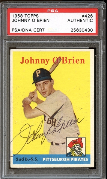 1958 Topps #426 Johnny OBrien Autographed PSA/DNA AUTHENTIC