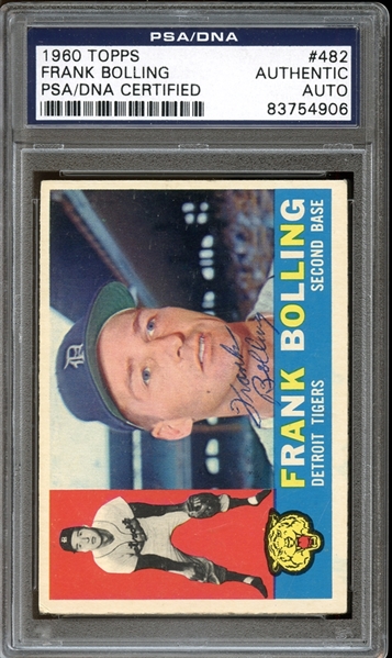 1960 Topps #482 Frank Bolling Autographed PSA/DNA AUTHENTIC