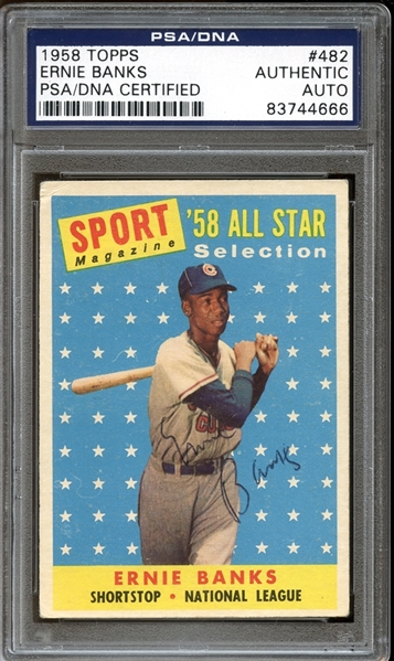 1958 Topps #482 Ernie Banks All Star Autographed PSA/DNA AUTHENTIC