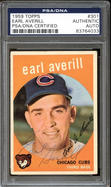 1959 Topps #301 Earl Averill Autographed PSA/DNA AUTHENTIC