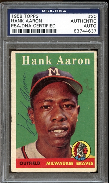 1958 Topps #30 Hank Aaron Autographed PSA/DNA AUTHENTIC