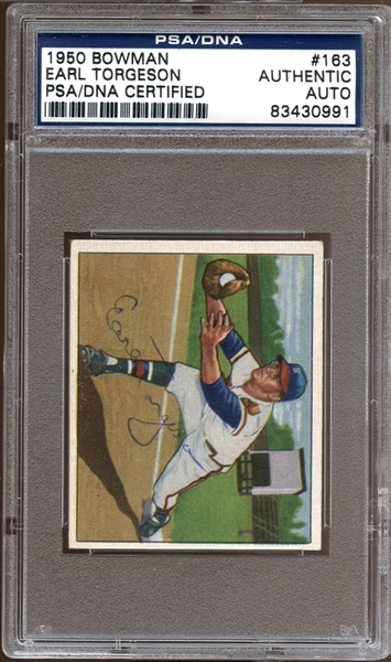 1950 Bowman #163 Earl Torgeson Autographed PSA/DNA AUTHENTIC