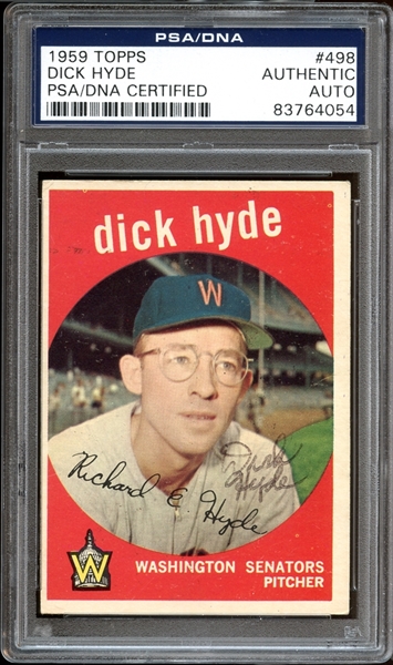 1959 Topps #498 Dick Hyde Autographed PSA/DNA AUTHENTIC
