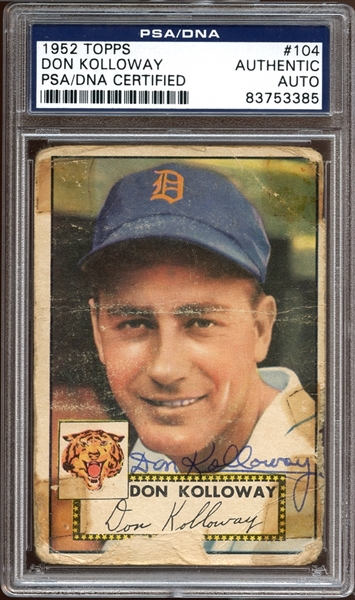 1952 Topps #104 Don Kolloway Autographed PSA/DNA AUTHENTIC
