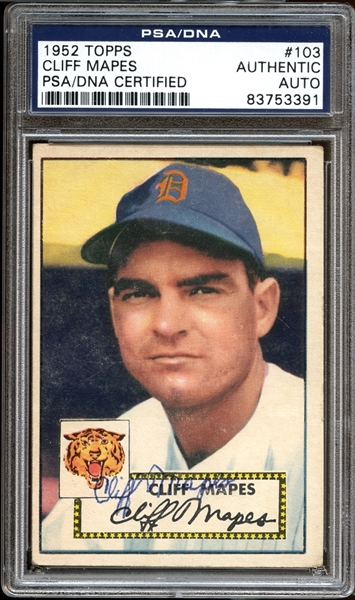 1952 Topps #103 Cliff Mapes Autographed PSA/DNA AUTHENTIC