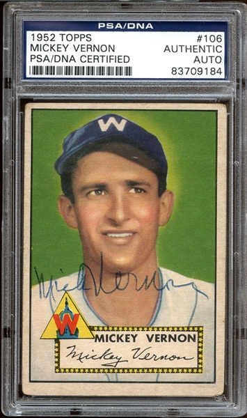 1952 Topps #106 Mickey Vernon Autographed PSA/DNA AUTHENTIC