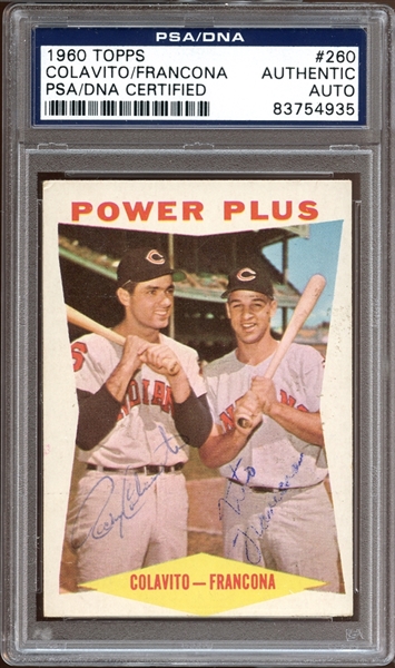 1960 Topps #260 Rocky Colavito/Terry Francona Autographed PSA/DNA AUTHENTIC