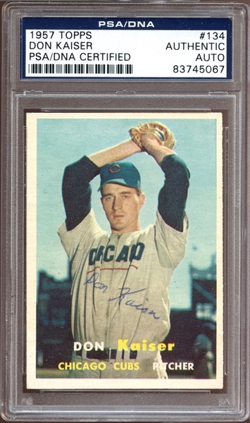 1957 Topps #134 Don Kaiser Autographed PSA/DNA AUTHENTIC