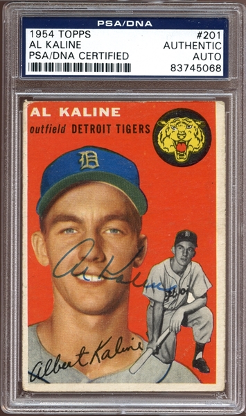 1954 Topps #201 Al Kaline Autographed PSA/DNA AUTHENTIC