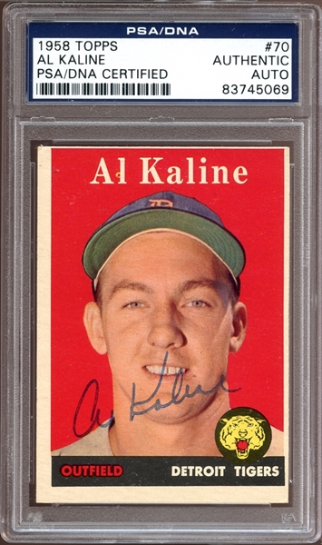 1958 Topps #70 Al Kaline Autographed PSA/DNA AUTHENTIC