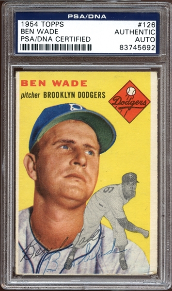 1954 Topps #126 Ben Wade Autographed PSA/DNA AUTHENTIC
